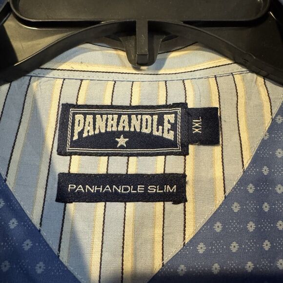 Panhandle Men's XXL Blue Dotted Button Down Long Sleeve Western Shirt Floral - Picture 3 of 10